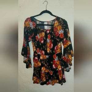 Soho smocked top with flaired sleeves